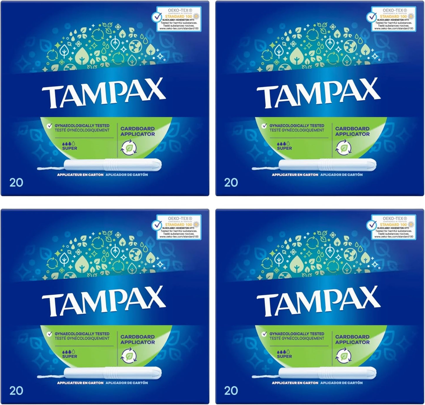 Tampax Super Tampons – 80 Tampons (4 Packs) | Cardboard Applicator for Easy Insertion | Leak-Proof, Gynaecologically Tested, Oeko-TEX Certified | Comfortable & Reliable Protection