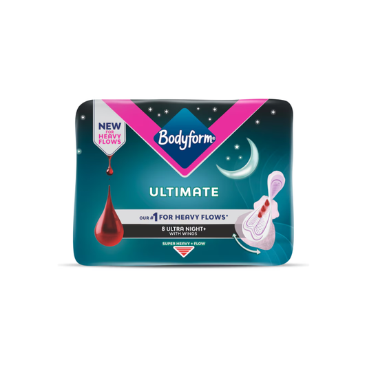 Body Form Ultimate Ultra Night+ Super Heavy+ Flow with Wings - Bundle of 4 (32 Pads Total)