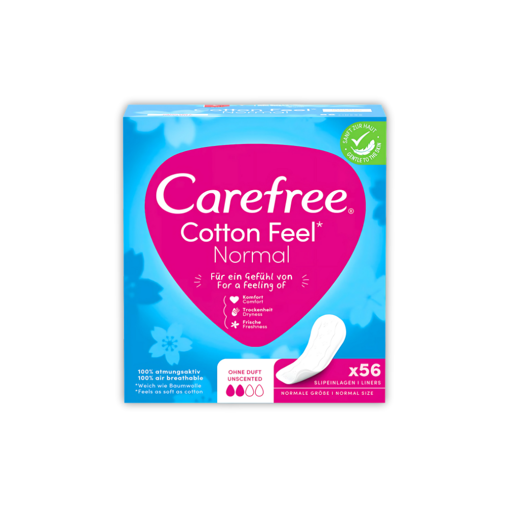 Care Free Cotton Feel Pantyliners Unscented 56's
