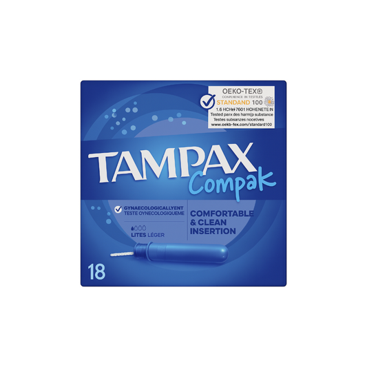 Tampax Compak Lites Tampons, Regular Absorbency, Plastic Applicator, Bundle of 2 (18's Each, Total 36)