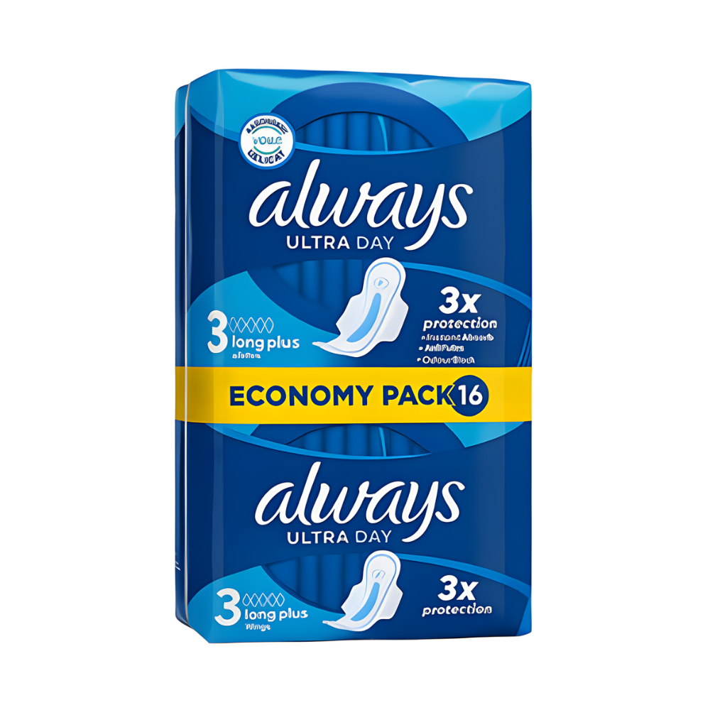 Always Ultra Day Pads Long Wings, Size 3, 3x Protection 16 Pads