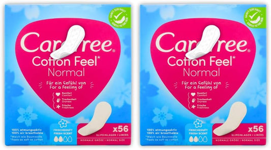 Care Free Cotton Feel Pantyliners Aloe Vera – Bundle of 2 | 112 Count (2 x 56) | Ultra-Soft & Breathable | Gentle Scent | Suitable for All Panty Shapes