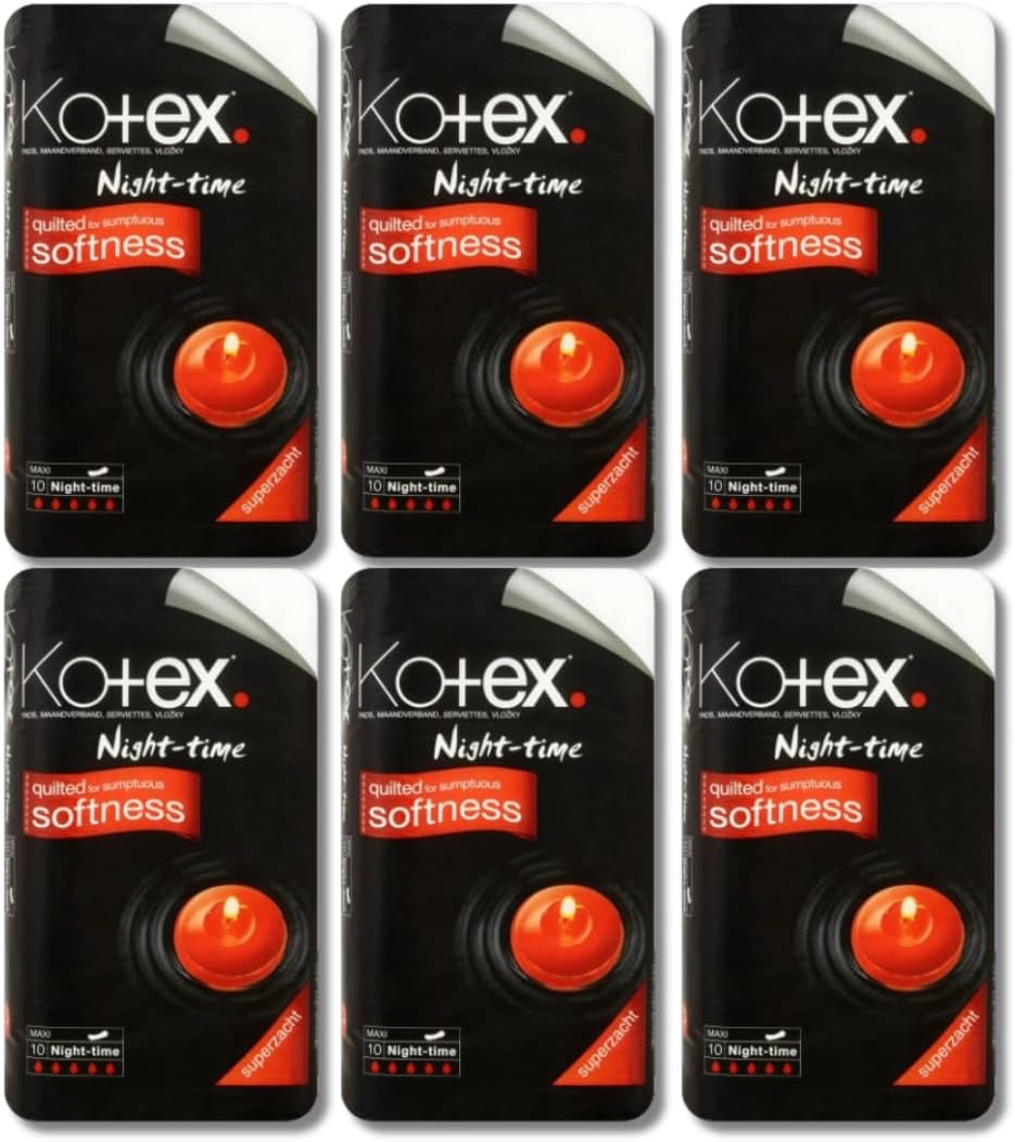 Maxi Pads Night Time Kotex 10s | Sanitary Pads Bulk (6x10 (60 Pads))