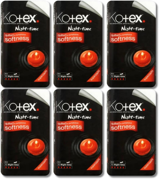 Maxi Pads Night Time Kotex 10s | Sanitary Pads Bulk (6x10 (60 Pads))