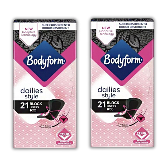 Bodyform Dailies Black Panty Liners | V-Zone Protection Bundle of 2 (42 liners Total)