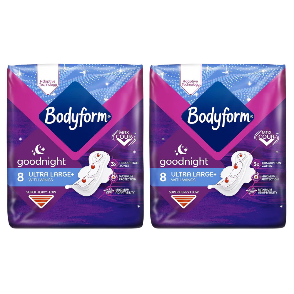 Bodyform Ultra Goodnight Sanitary Towels with Wings, 16 (8 x 2 Packs)