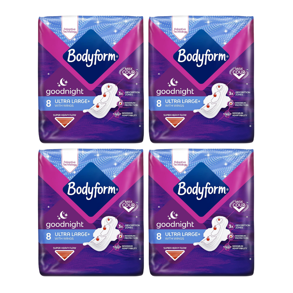 Bodyform Ultra Goodnight Sanitary Towels with Wings, 32 (8 x 4 Packs)