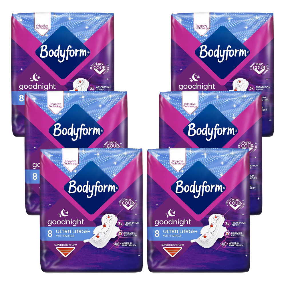 Bodyform Ultra Goodnight Sanitary Towels with Wings, 48 (8 x 6 Packs)