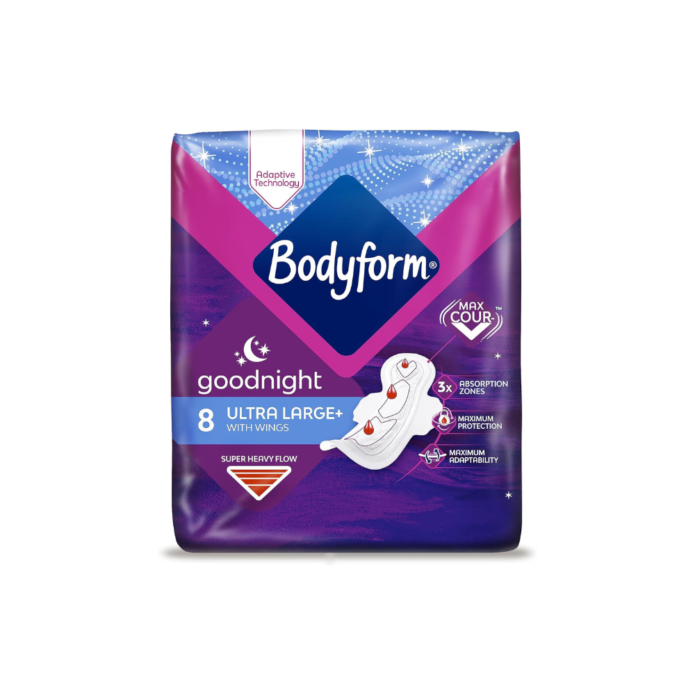 Bodyform Ultra Goodnight Sanitary Towels with Wings, 16 (8 x 2 Packs)