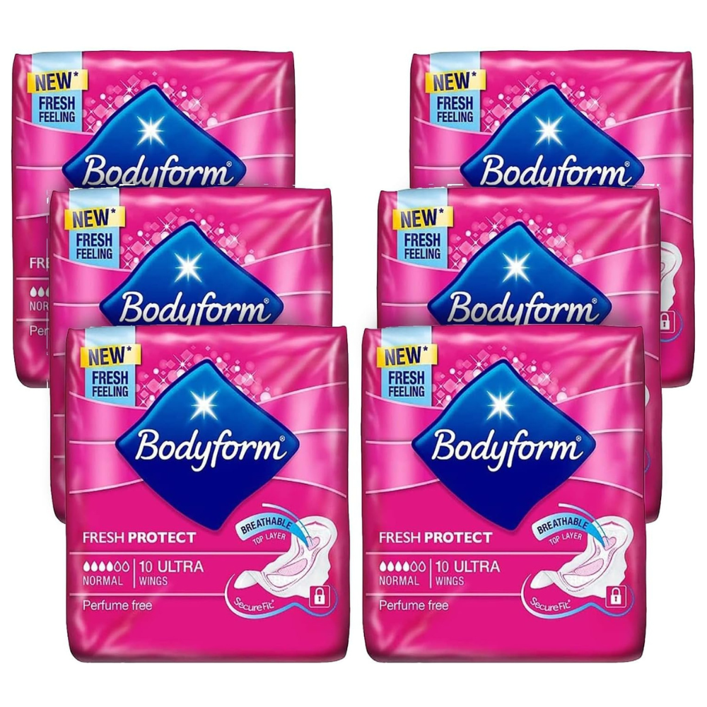Bodyform 10 Ultra Sanitary Towels with Wings Pack of 60 | Fresh Protect