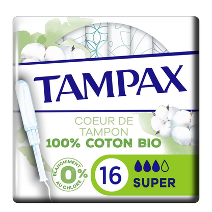 Tampax Cotton Protect Super Organic Tampons 32 Tampons (2 Packs of 16)