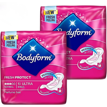 Bodyform 10 Ultra Sanitary Towels with Wings Pack of 2, 20 (10 x2 Packs)