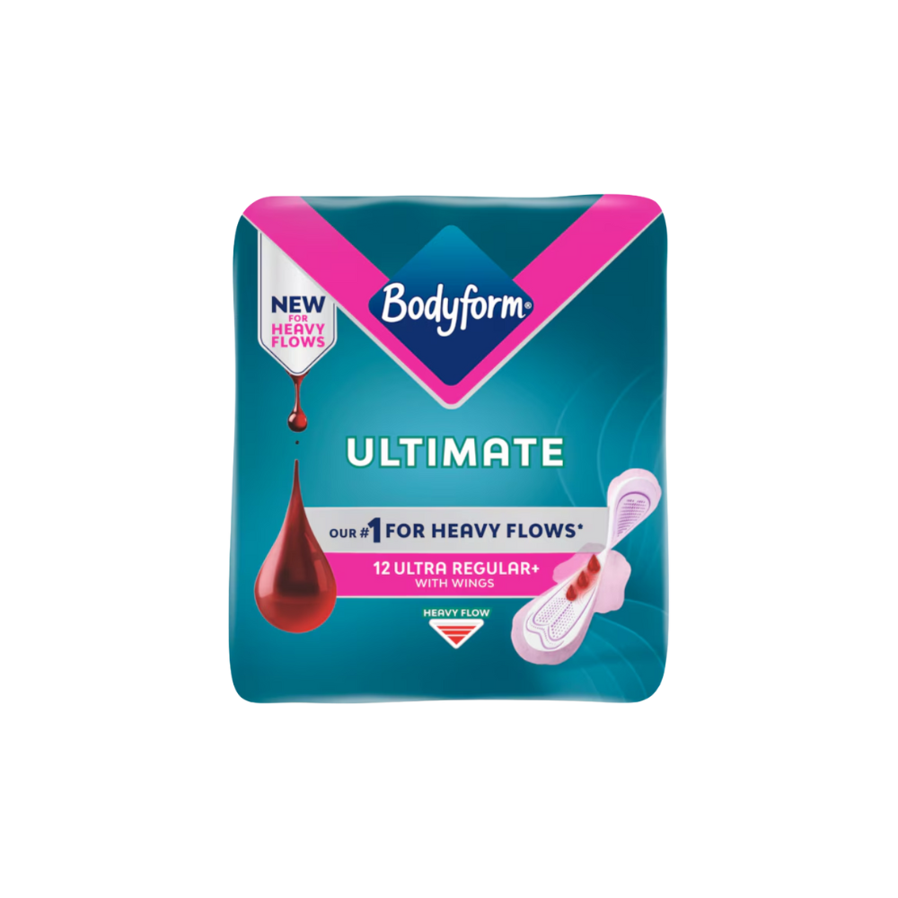 Body Form Ultimate Ultra Regular+ Heavy Flow with Wings - Bundle of 2 (24 Pads Total)