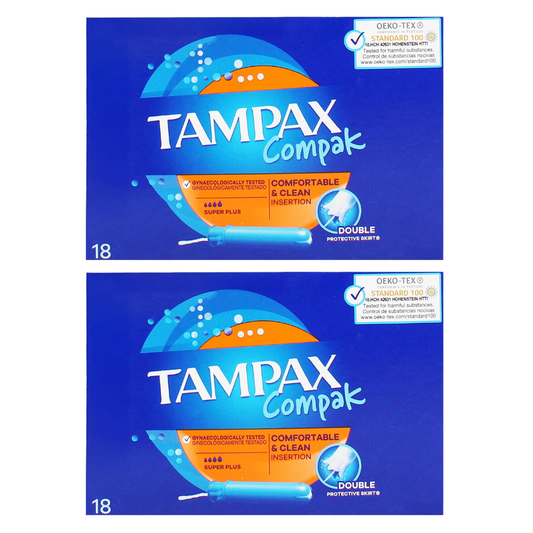 Tampax Compak Super Plus Tampons 18 x 2 Packs (36) Value Multipack | Heavy Flow