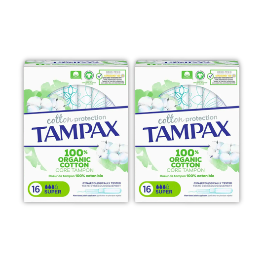Tampax Cotton Protect Super Organic Tampons 32 Tampons (2 Packs of 16)